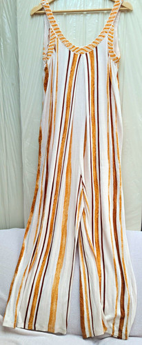 Striped beaded neck jumpsuit - beaded,