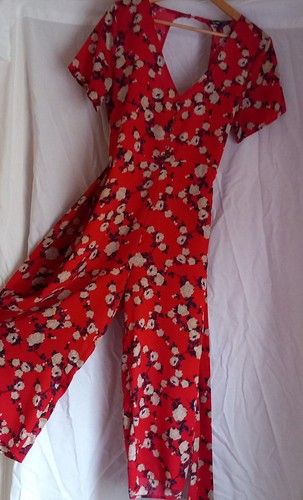 Red floral jumpsuit - ,