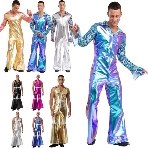 Men metallic jumpsuit - jumpsuit, 70s