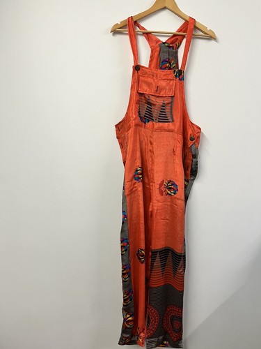 Orange dungarees hippie satin - orange,